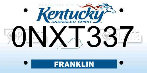 0NXT337 Kentucky License Plate