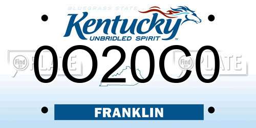 0O20C0 Kentucky License Plate