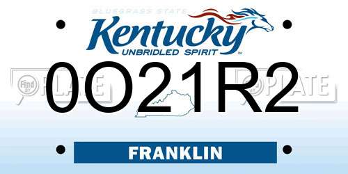 0O21R2 Kentucky License Plate