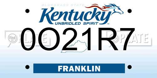 0O21R7 Kentucky License Plate