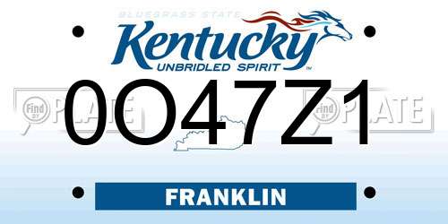 0O47Z1 Kentucky License Plate