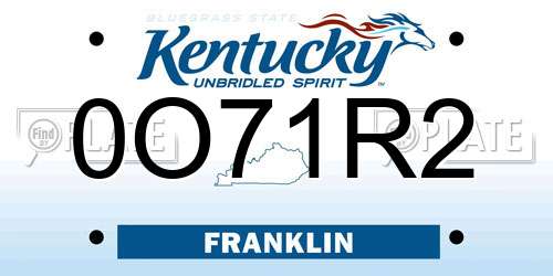 0O71R2 Kentucky License Plate