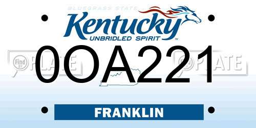 0OA221 Kentucky License Plate