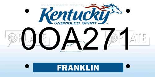 0OA271 Kentucky License Plate