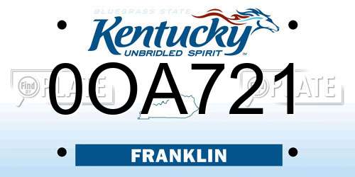0OA721 Kentucky License Plate