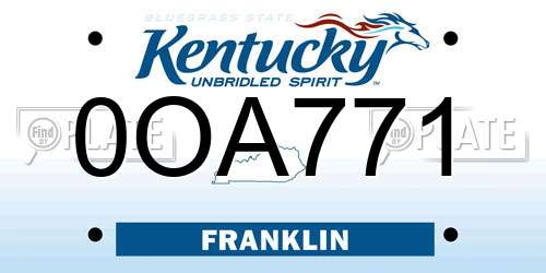 0OA771 Kentucky License Plate