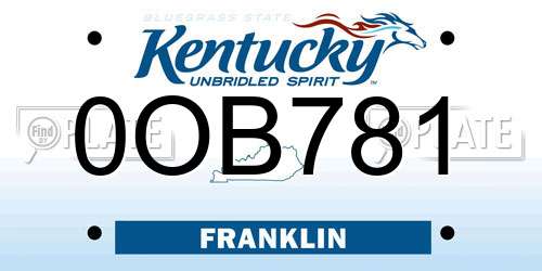 0OB781 Kentucky License Plate
