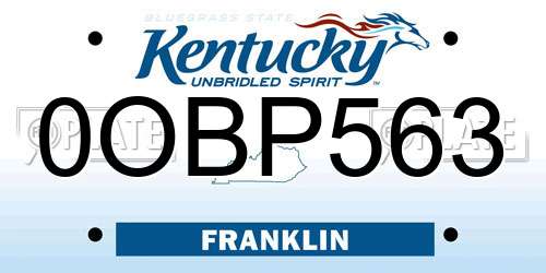 0OBP563 Kentucky License Plate
