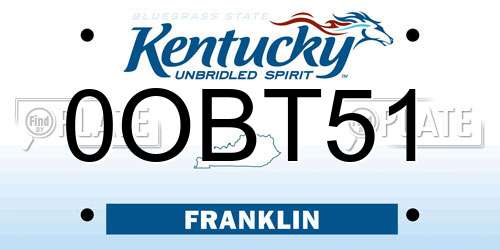 0OBT51 Kentucky License Plate