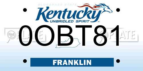 0OBT81 Kentucky License Plate