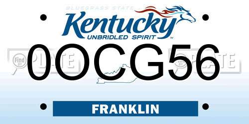 0OCG56 Kentucky License Plate
