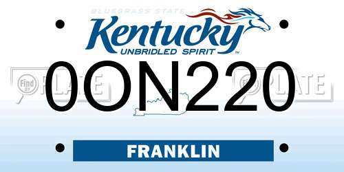 0ON220 Kentucky License Plate