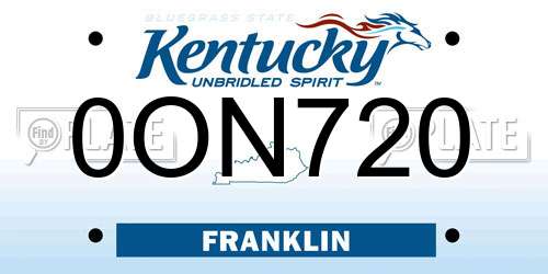 0ON720 Kentucky License Plate