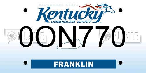 0ON770 Kentucky License Plate