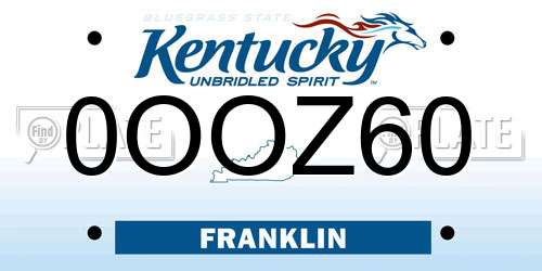 0OOZ60 Kentucky License Plate