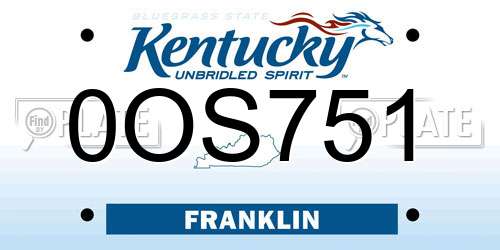 0OS751 Kentucky License Plate