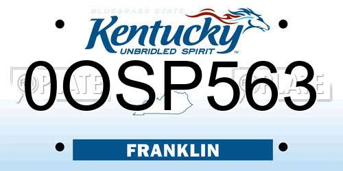 0OSP563 Kentucky License Plate