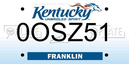 0OSZ51 Kentucky License Plate