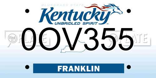0OV355 Kentucky License Plate