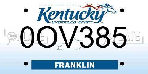 0OV385 Kentucky License Plate