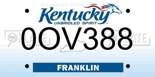0OV388 Kentucky License Plate