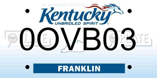 0OVB03 Kentucky License Plate