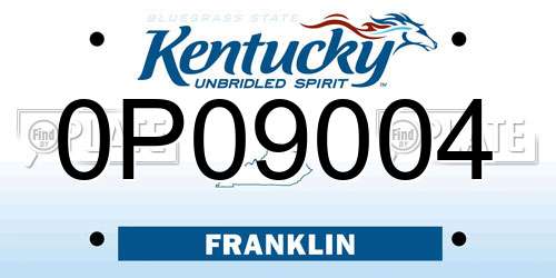 0P09004 Kentucky License Plate