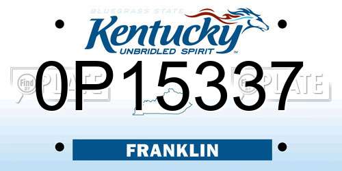 0P15337 Kentucky License Plate