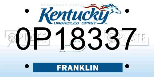 0P18337 Kentucky License Plate