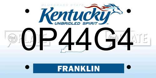 0P44G4 Kentucky License Plate