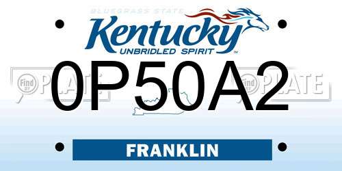 0P50A2 Kentucky License Plate