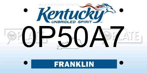 0P50A7 Kentucky License Plate