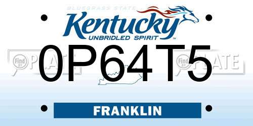 0P64T5 Kentucky License Plate