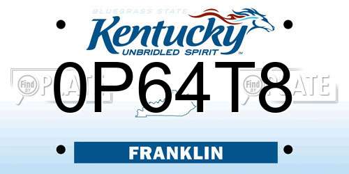 0P64T8 Kentucky License Plate
