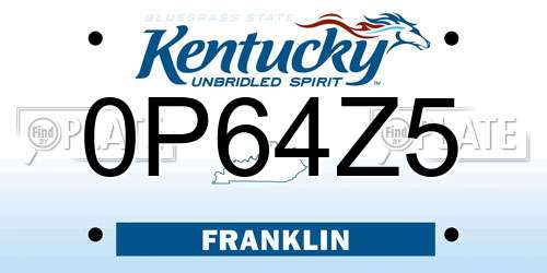 0P64Z5 Kentucky License Plate