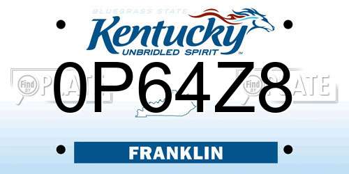 0P64Z8 Kentucky License Plate