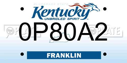 0P80A2 Kentucky License Plate
