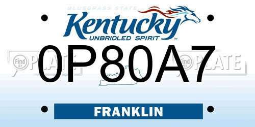 0P80A7 Kentucky License Plate