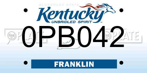 0PB042 Kentucky License Plate