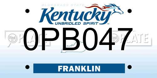 0PB047 Kentucky License Plate