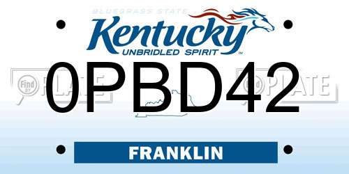 0PBD42 Kentucky License Plate