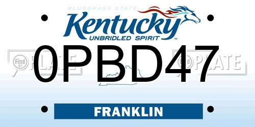 0PBD47 Kentucky License Plate