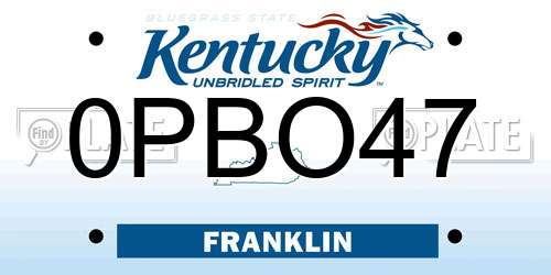 0PBO47 Kentucky License Plate