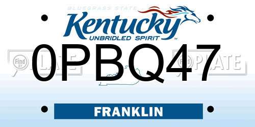 0PBQ47 Kentucky License Plate