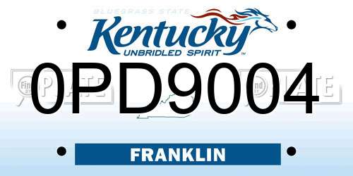 0PD9004 Kentucky License Plate