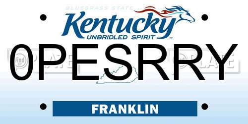 0PESRRY Kentucky License Plate