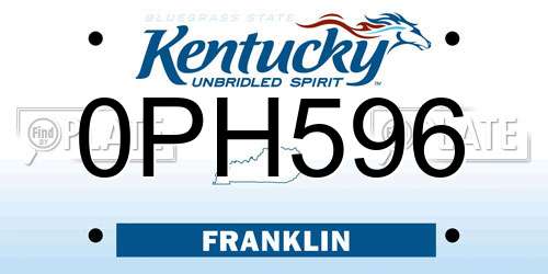 0PH596 Kentucky License Plate