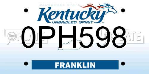 0PH598 Kentucky License Plate