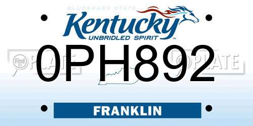 0PH892 Kentucky License Plate
