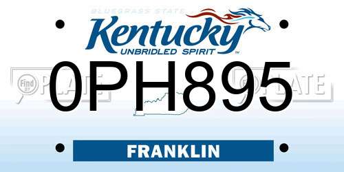 0PH895 Kentucky License Plate